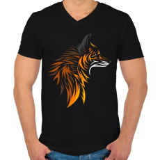 PRINTFASHION Róka minta - Férfi V-nyakú póló - Fekete