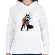 PRINTFASHION róka - Női kapucnis pulóver - Fehér női pulóver, kardigán