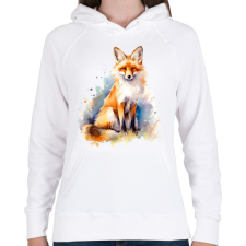 PRINTFASHION róka - Női kapucnis pulóver - Fehér női pulóver, kardigán