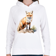 PRINTFASHION róka - Női kapucnis pulóver - Fehér női pulóver, kardigán