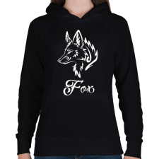 PRINTFASHION Róka - Női kapucnis pulóver - Fekete női pulóver, kardigán
