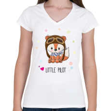 PRINTFASHION Róka - Női V-nyakú póló - Fehér