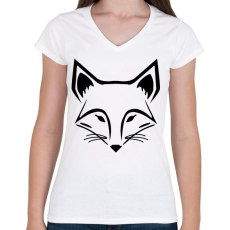 PRINTFASHION Róka  - Női V-nyakú póló - Fehér