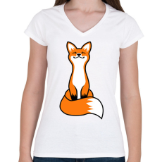 PRINTFASHION Róka - Női V-nyakú póló - Fehér