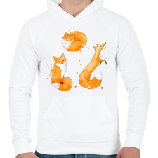 PRINTFASHION rókák - Férfi kapucnis pulóver - Fehér férfi pulóver, kardigán