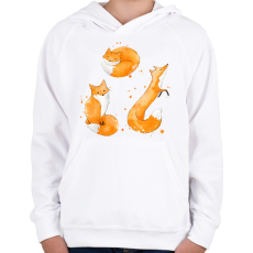 PRINTFASHION rókák - Gyerek kapucnis pulóver - Fehér