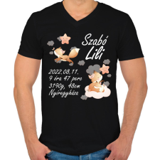 PRINTFASHION Rókás emlékörző - Férfi V-nyakú póló - Fekete férfi póló