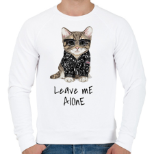 PRINTFASHION Rokker cica - Férfi pulóver - Fehér férfi pulóver, kardigán