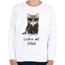 PRINTFASHION Rokker cica - Gyerek pulóver - Fehér gyerek pulóver, kardigán