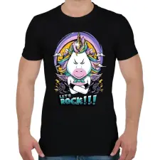PRINTFASHION Rokker unikornis - Férfi póló - Fekete férfi póló