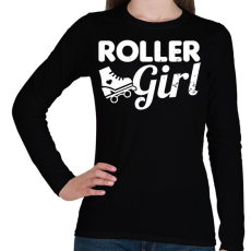 PRINTFASHION Roller girl - Női hosszú ujjú póló - Fekete