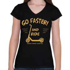 PRINTFASHION Roller - Go faster - Női V-nyakú póló - Fekete női póló