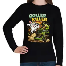 PRINTFASHION Roller vs Nyúl - Roller killer - Női pulóver - Fekete