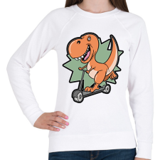 PRINTFASHION Rollerező dínó - Női pulóver - Fehér női pulóver, kardigán