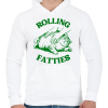 PRINTFASHION Rolling Fatties - Férfi kapucnis pulóver - Fehér