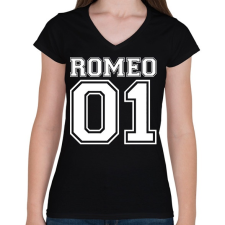 PRINTFASHION Romeo 01 - Női V-nyakú póló - Fekete női póló