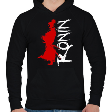 PRINTFASHION Ronin - Férfi kapucnis pulóver - Fekete