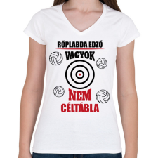 PRINTFASHION Röplabda edző - Női V-nyakú póló - Fehér női póló