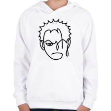 PRINTFASHION Roronoa Zoro - Gyerek kapucnis pulóver - Fehér gyerek pulóver, kardigán