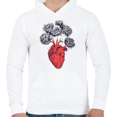 PRINTFASHION RoseHeart - Férfi kapucnis pulóver - Fehér