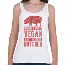 PRINTFASHION Rossz vegán - Jó hentes - Női atléta - Fehér női trikó