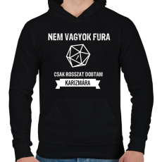 PRINTFASHION Rosszat dobtam karizmára - Férfi kapucnis pulóver - Fekete