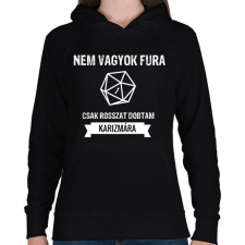 PRINTFASHION Rosszat dobtam karizmára - Női kapucnis pulóver - Fekete női pulóver, kardigán