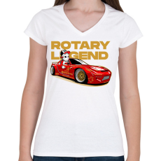 PRINTFASHION ROTARY LEGEND MAZDA - Női V-nyakú póló - Fehér