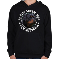 PRINTFASHION Rottweiler - Gyerek kapucnis pulóver - Fekete