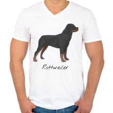 PRINTFASHION Rottweiler kutya - Férfi V-nyakú póló - Fehér