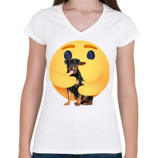 PRINTFASHION Rottweiler - Női V-nyakú póló - Fehér