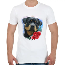 PRINTFASHION Rottweiler virággal - Férfi póló - Fehér férfi póló