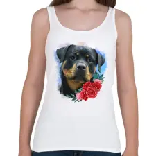 PRINTFASHION Rottweiler virággal - Női atléta - Fehér női trikó