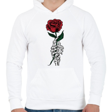 PRINTFASHION Rózsa - Férfi kapucnis pulóver - Fehér férfi pulóver, kardigán