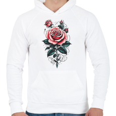 PRINTFASHION Rózsa - Férfi kapucnis pulóver - Fehér