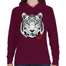 PRINTFASHION Rózsa - Női kapucnis pulóver - Bordó női pulóver, kardigán