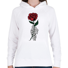 PRINTFASHION Rózsa - Női kapucnis pulóver - Fehér