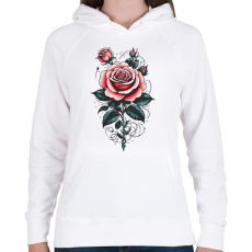 PRINTFASHION Rózsa - Női kapucnis pulóver - Fehér
