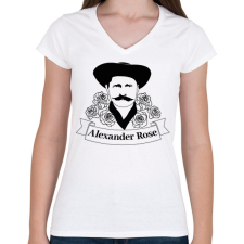 PRINTFASHION Rózsa Sándor - Angol - Női V-nyakú póló - Fehér női póló