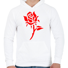 PRINTFASHION Rózsa - vörös - Férfi kapucnis pulóver - Fehér