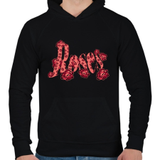 PRINTFASHION rózsák - Férfi kapucnis pulóver - Fekete férfi pulóver, kardigán