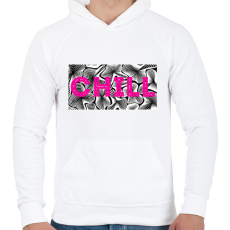 PRINTFASHION Rózsaszín CHILL - Férfi kapucnis pulóver - Fehér