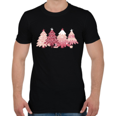 PRINTFASHION Rózsaszín fenyőfák - Férfi póló - Fekete