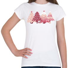 PRINTFASHION Rózsaszín fenyőfák - Női póló - Fehér
