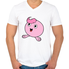 PRINTFASHION Rózsaszín gömböc - Férfi V-nyakú póló - Fehér férfi póló