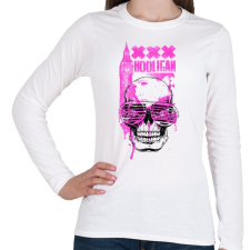 PRINTFASHION Rózsaszín koponya - Női hosszú ujjú póló - Fehér női póló