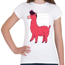 PRINTFASHION Rózsaszín láma - Női póló - Fehér női póló