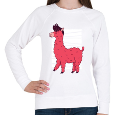 PRINTFASHION Rózsaszín láma - Női pulóver - Fehér női pulóver, kardigán
