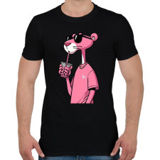 PRINTFASHION Rózsaszín Párduc - Férfi póló - Fekete férfi póló