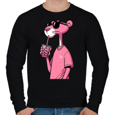 PRINTFASHION Rózsaszín Párduc - Férfi pulóver - Fekete férfi pulóver, kardigán